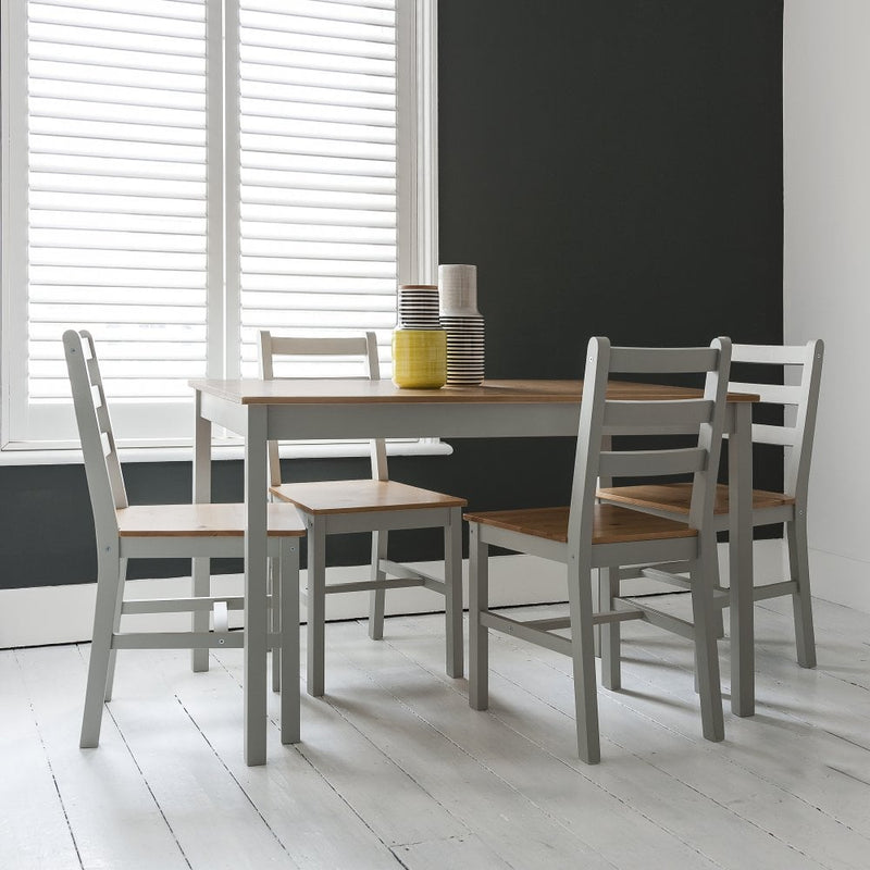 Annika Dining Table with 4 Chairs in Grey & Pine