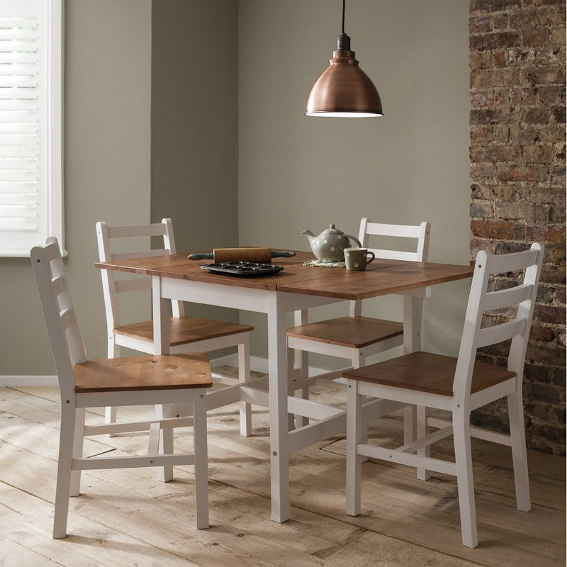 Annika Dropleaf Dining Table in Classic White & Natural Pine