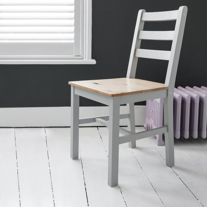 Annika Pair of Dining Chairs in Grey & Pine