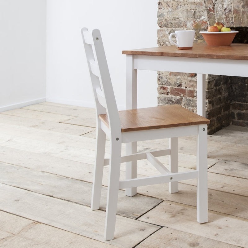 Annika Pair of Dining Chairs in Natural Pine & White