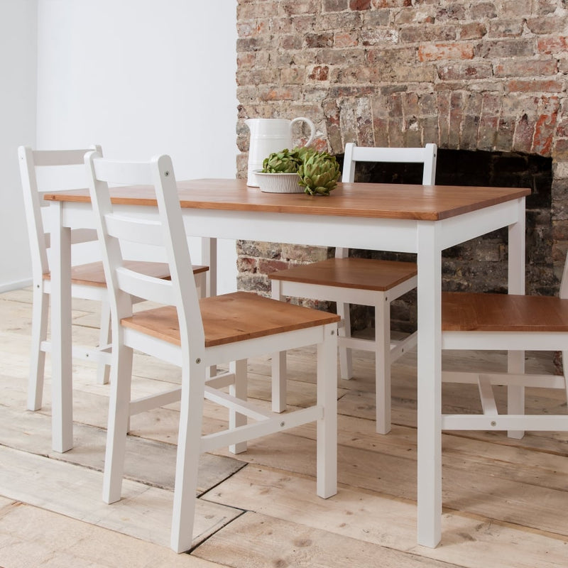 Annika Single Dining Chair in Natural Pine & White