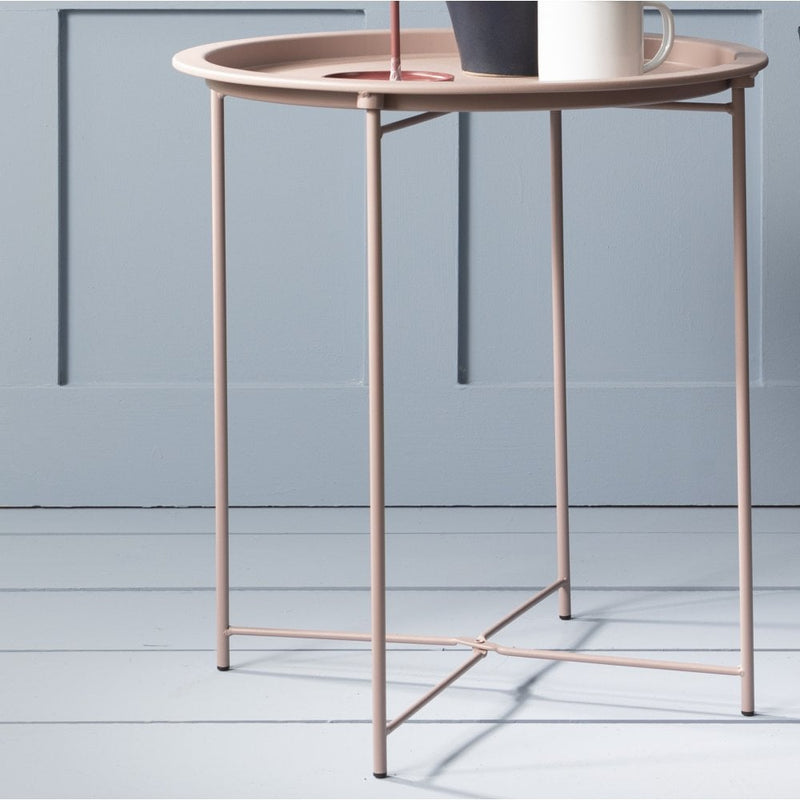 Metal Side Table in Blush Pink