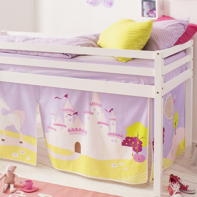 Moro Cabin Bed with Ladder and Tent in Princess Fairytale Design in White