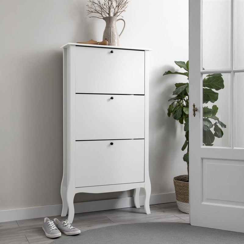 Camille 3 Drawer Shoe Storage in Classic White