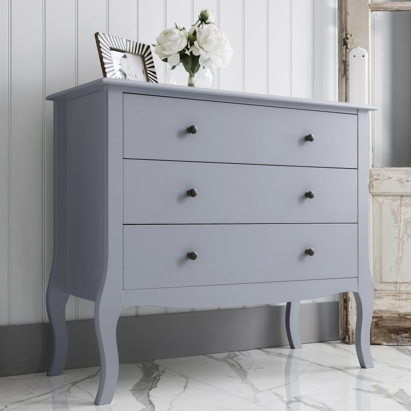 Camille Chest of Drawers 3 Drawer in Silk Grey