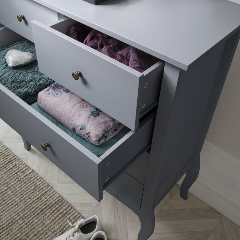 Camille Chest of Drawers 3+2 Drawer in Silk Grey