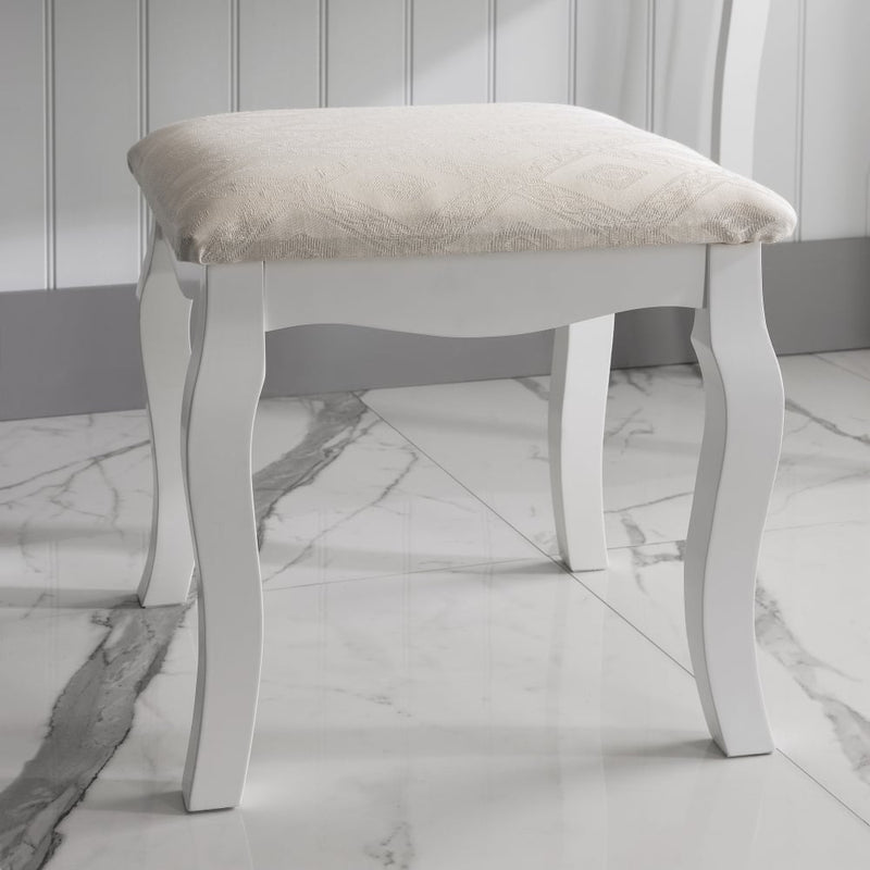 Camille Dressing Table and Stool in Classic White