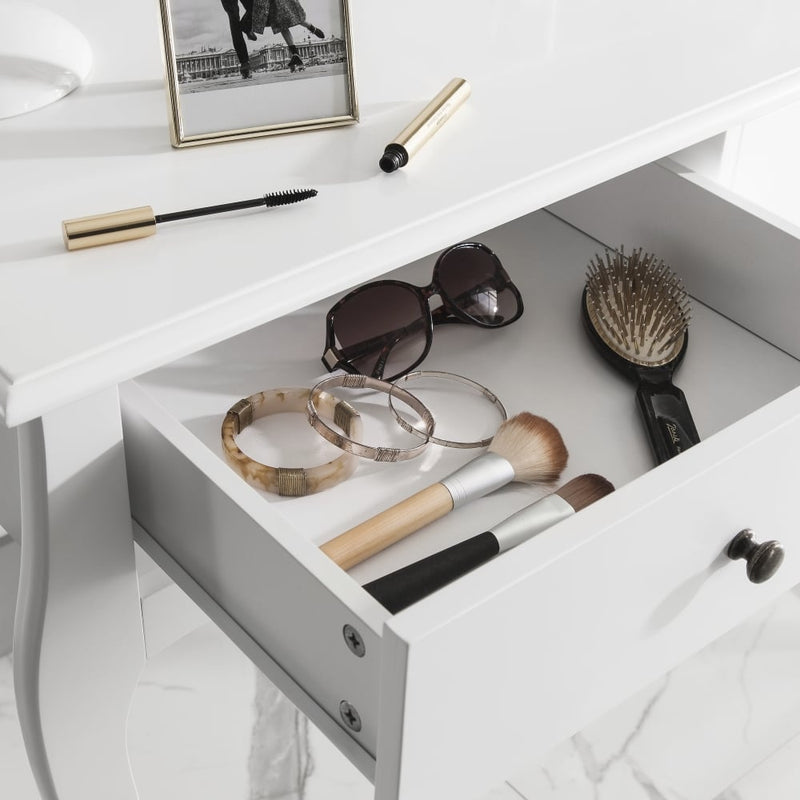Camille Dressing Table and Stool in Classic White