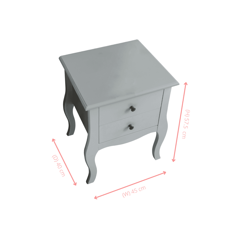 Camille Side Table Chest 2 Drawer in Silk Grey Noa Nani