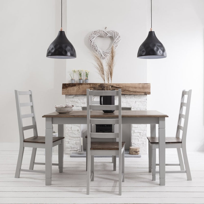 Canterbury Dining Table 140cm with 4 Chairs in Dark Pine & Grey