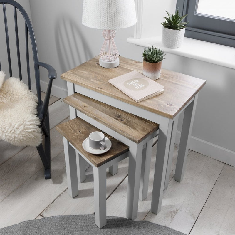 Canterbury Nest of Tables in Dark Pine and Grey