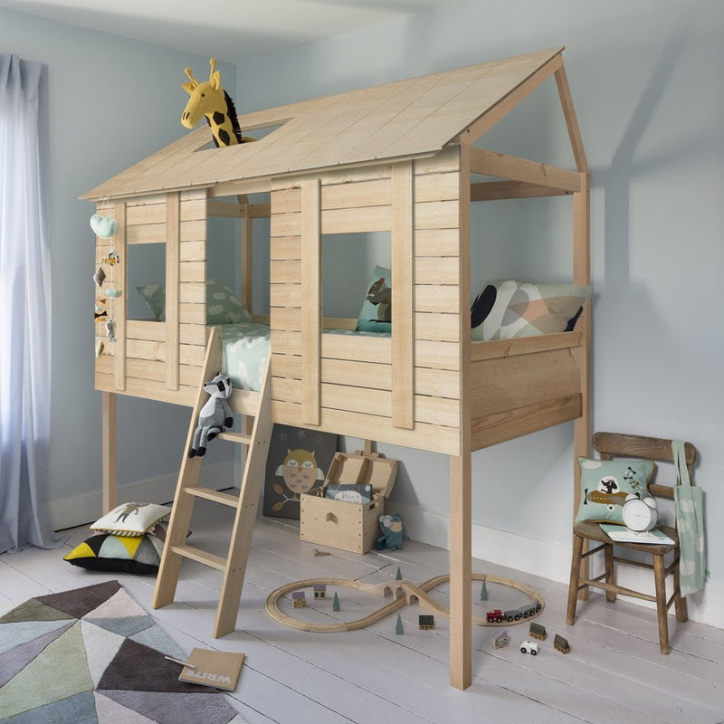 Christopher Treehouse Midsleeper Bed in Natural PIne