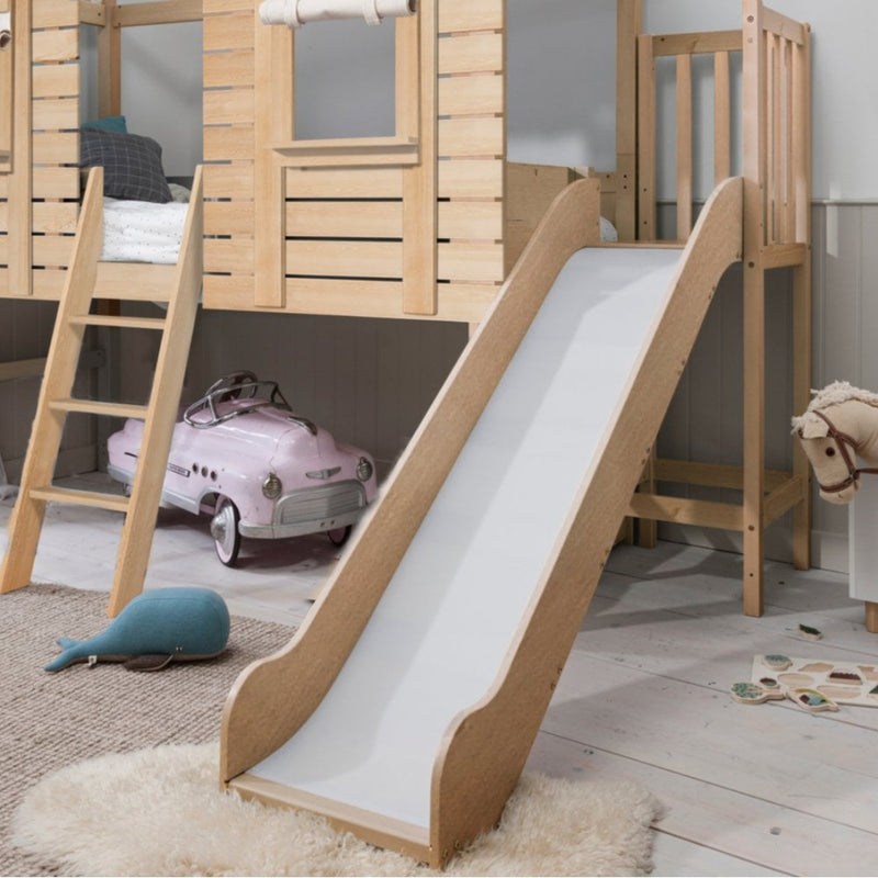 Christopher Treehouse Midsleeper Bed with Slide & Underbed in Natural Pine