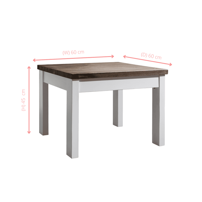 Coffee Table Canterbury Square in Grey and Dark Pine