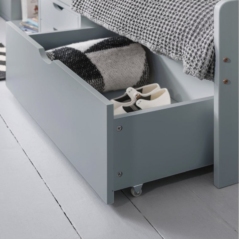 Eva Day Bed with Pull out Drawers and Shelves in Silk Grey