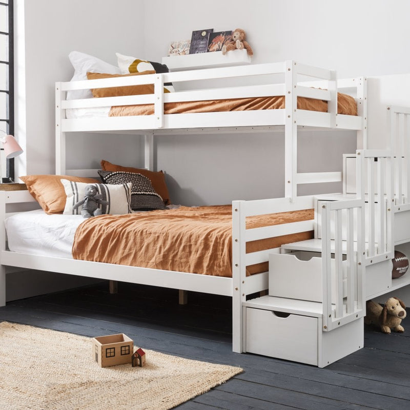 Freddie Triple Bunk Bed with Built in Storage in Classic White