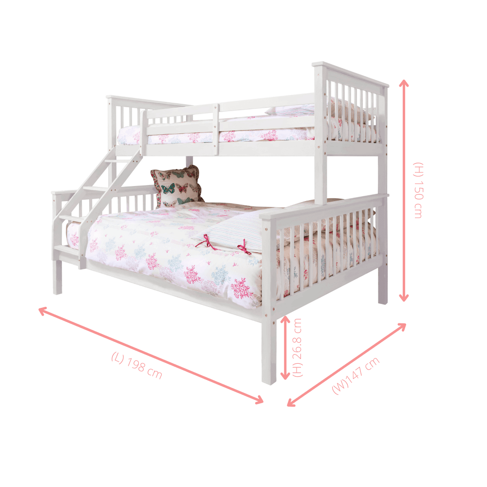 Hanna Triple Bed Bunk Bed in White Noa & Nani