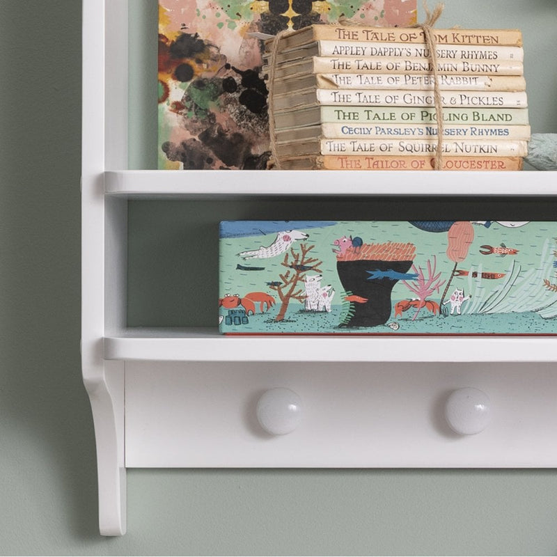 Hege Double Shelf with Coat Hook in Classic White