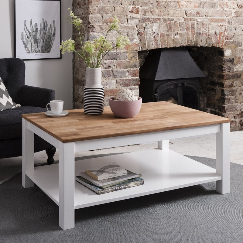 Hever Coffee Table in White and Natural Pine