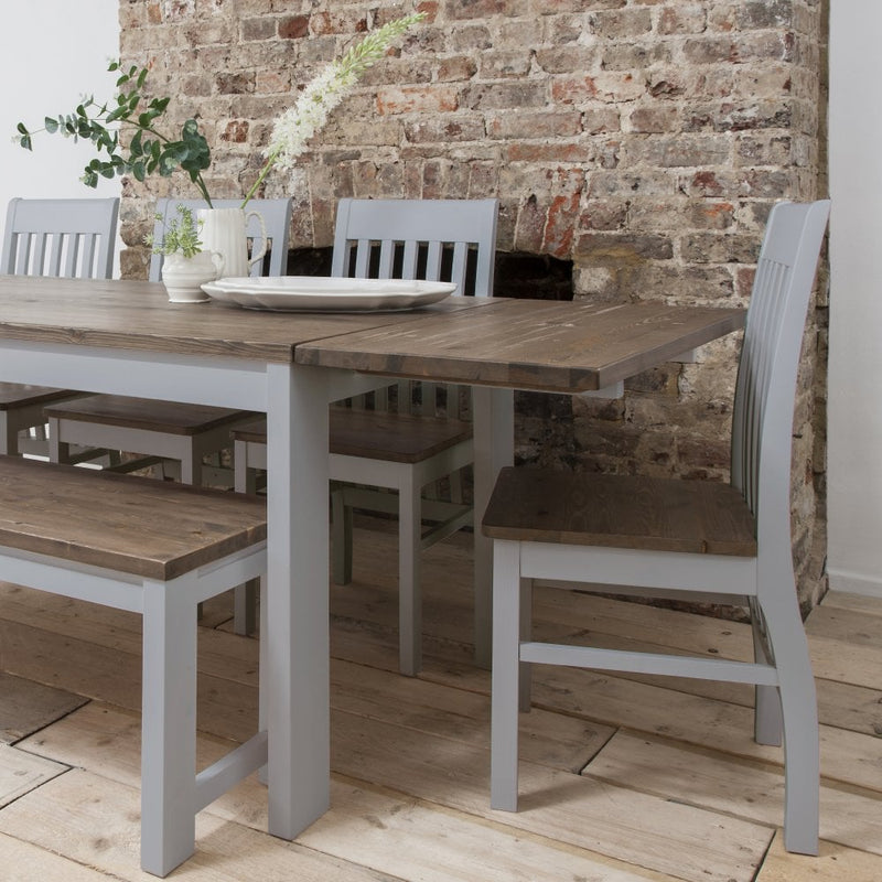 Hever Dining Table with 2 x Extensions in Grey and Dark Pine