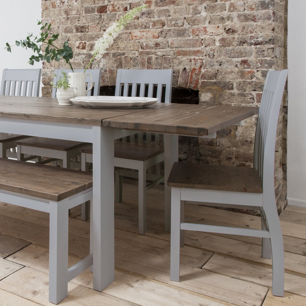 Hever Dining Table with 2 Extensions in Grey and Dark Pine Noa & Nani