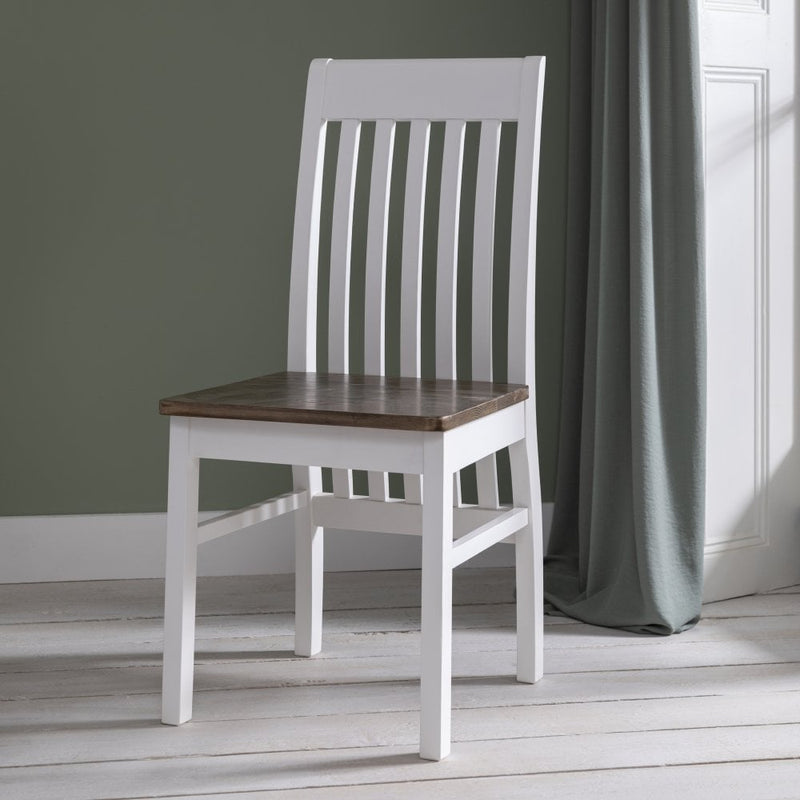 Hever Dining Table with 3 Chairs & Bench in White & Dark Pine