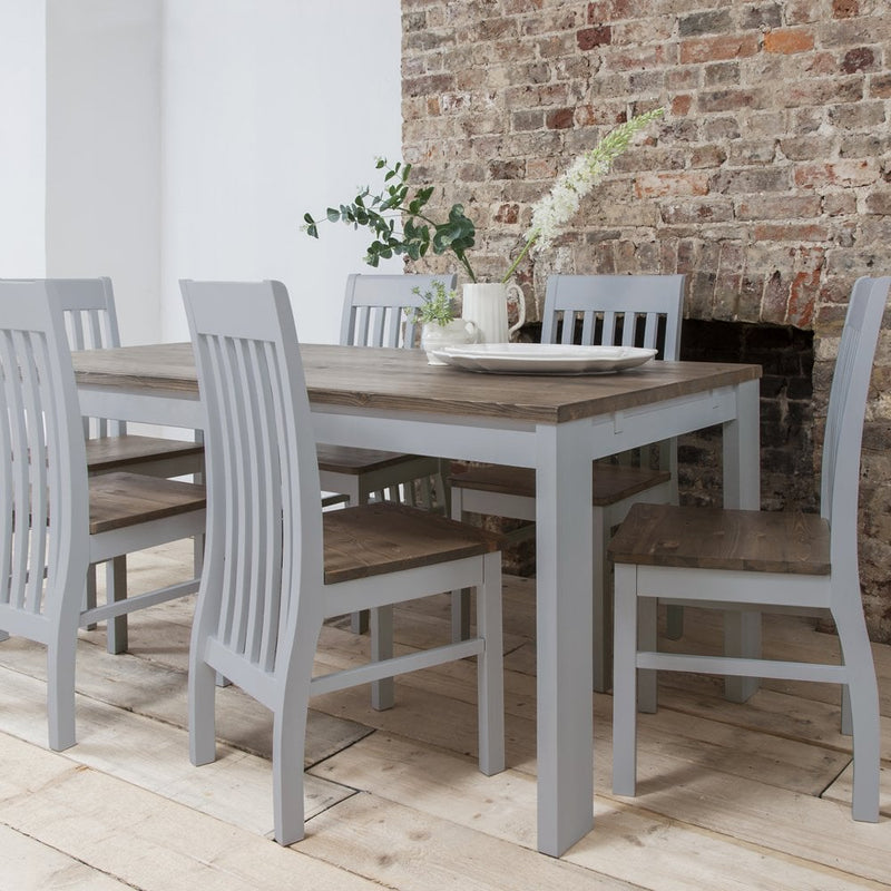 Hever Dining Table with 6 Chairs in Grey and Dark Pine