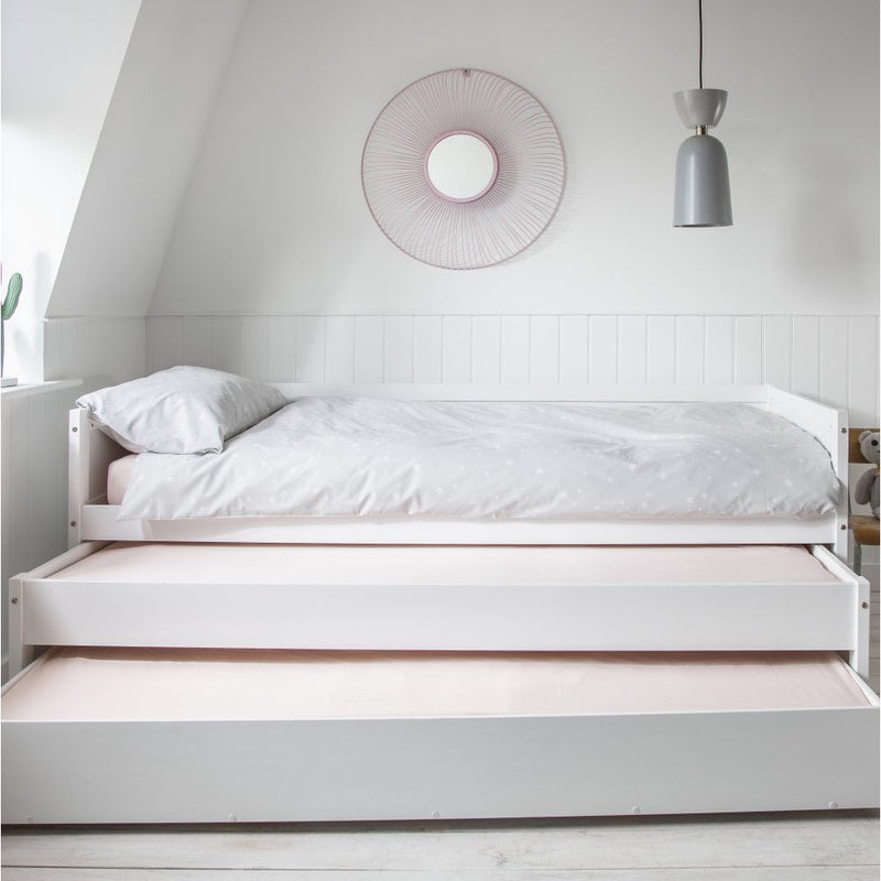 Ivan Day Bed Triple Sleeper with Built in Trundles in Classic White