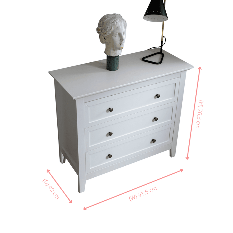 Karlstad 3 Drawer Chest of Drawers in White Noa Nani