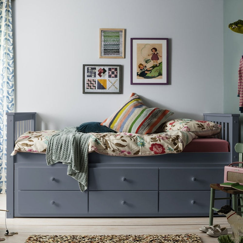 Loki Day Bed with Pullout Drawers and Trundle Underbed in Dark Grey