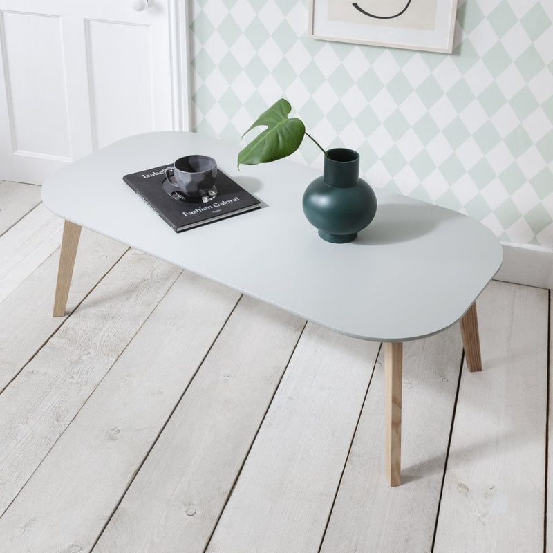 Malme Rectangular Coffee Table in Silk Grey and Natural Pine