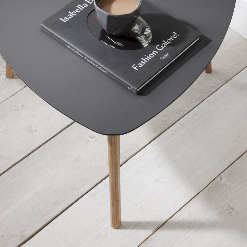Malme Side Table Occasional Large in Dark Grey and Natural Pine