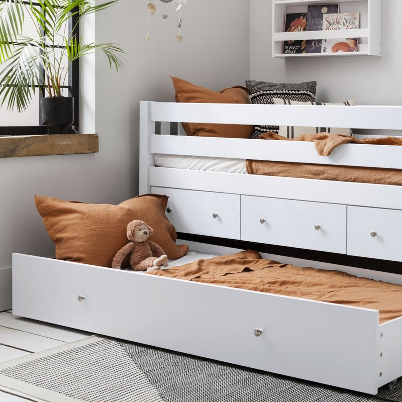 Matilda Midsleeper Cabin Bed with Underbed Storage Drawers in Classic White
