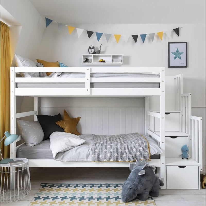 Maya Bunk Bed with Built in Storage in Classic White