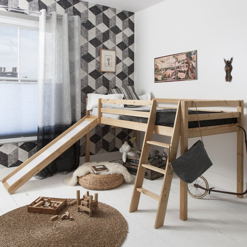 Midsleeper Moro Cabin Bed with Slide in Natural Pine