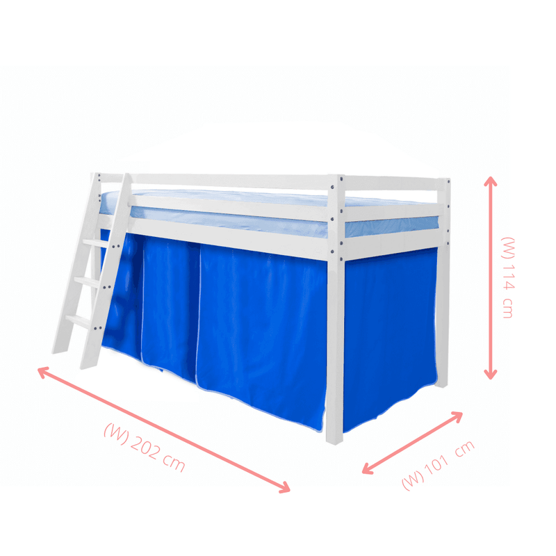 Cabin Bed Midsleeper in Blue with Tent Tunnel Tower Noa Nani