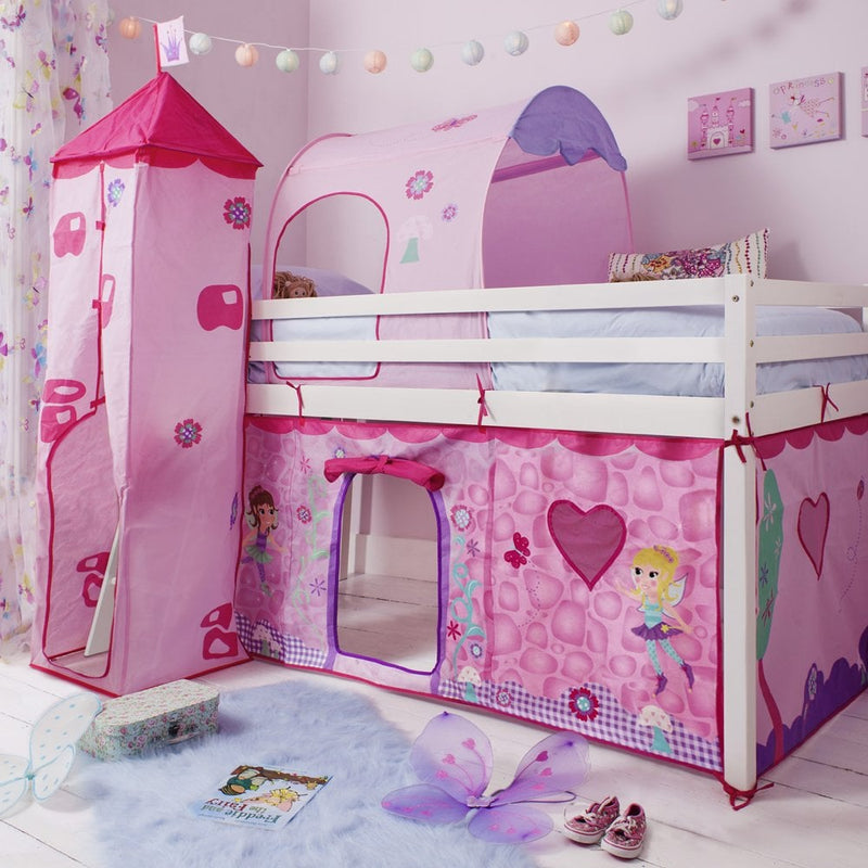 Moro Cabin Bed Midsleeper with Fairies Package in Classic White