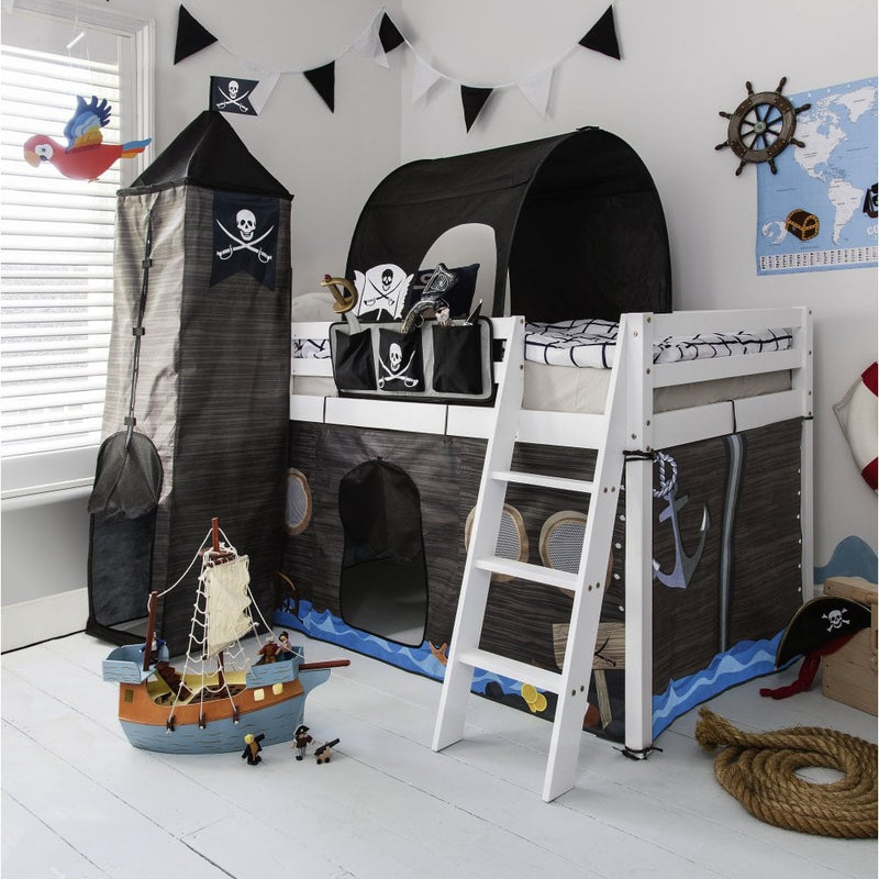Moro Cabin Bed Midsleeper with Pirate Hideaway Package in Classic White