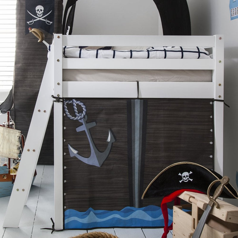 Moro Cabin Bed Midsleeper with Pirate Hideaway Package in Classic White