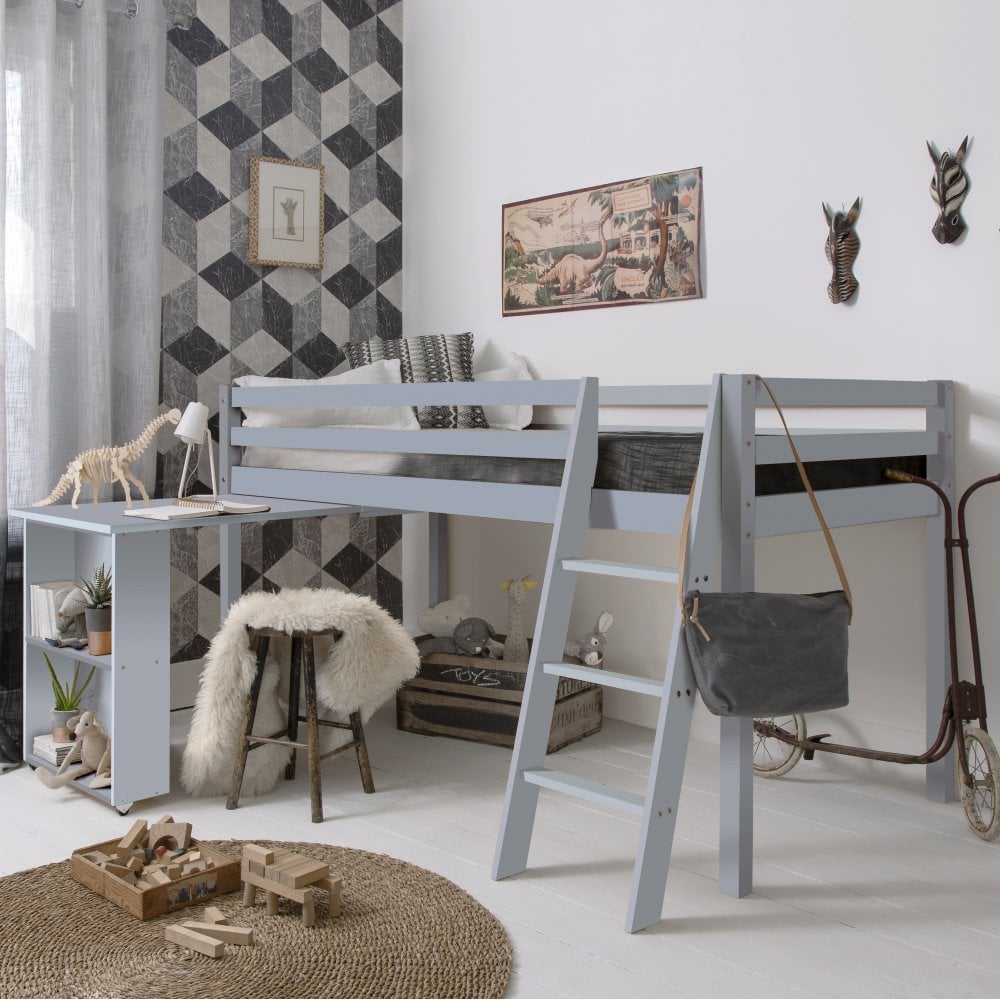 Blue Cabin Bed Mid sleeper with Ladder, Desk & Tent Noa & Nani