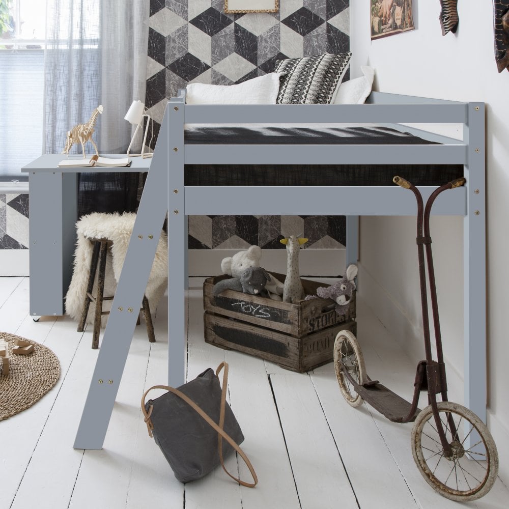 Blue Cabin Bed Mid sleeper with Ladder, Desk & Tent Noa & Nani