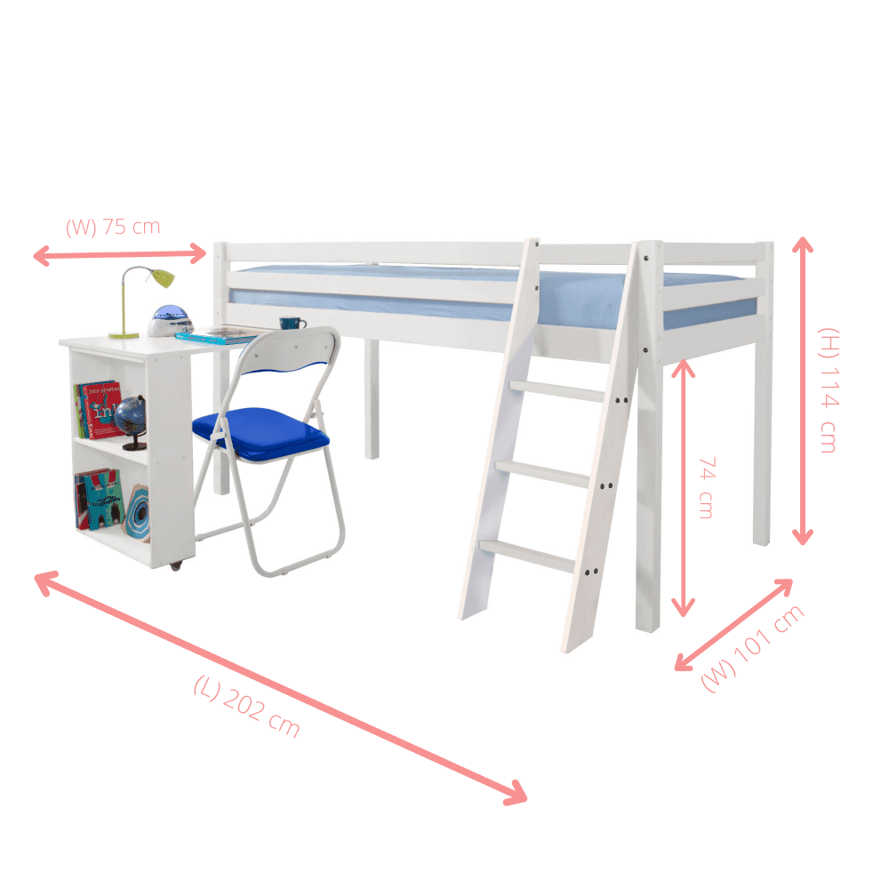 Blue Cabin Bed Mid sleeper with Ladder, Desk & Tent Noa & Nani