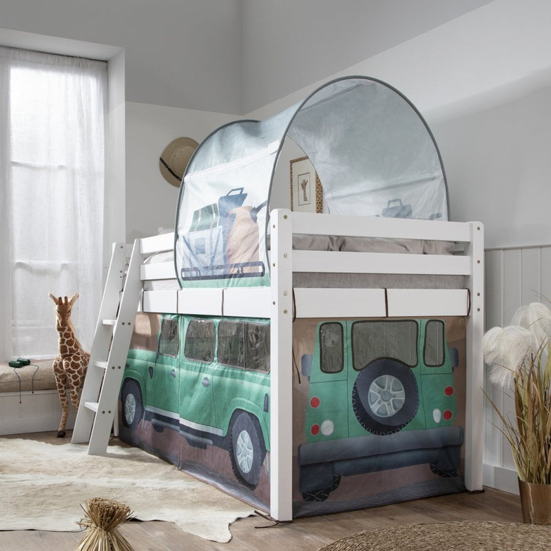 Moro Cabin Bed Midsleeper with Safari Overland Off Road Package in Classic White