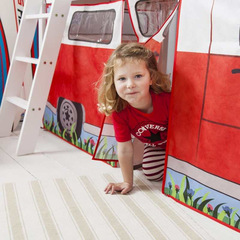 Moro Cabin Bed Midsleeper with Slide & Campervan Package in Classic White