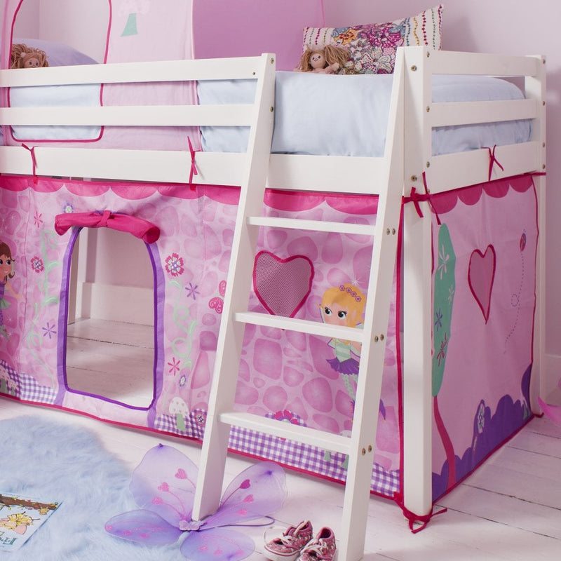 Moro Cabin Bed Midsleeper with Slide & Fairies Package in Classic White