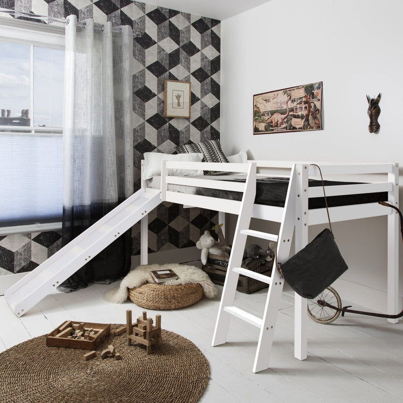 Moro Cabin Bed Midsleeper with Slide in Classic White