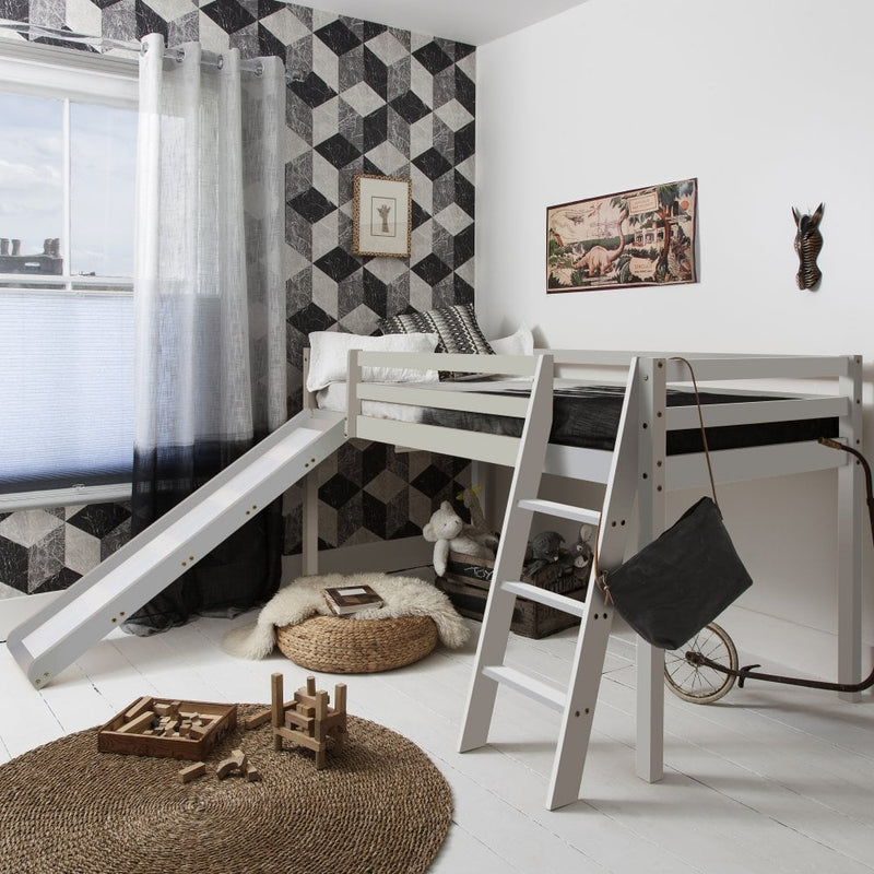 Moro Cabin Bed Midsleeper with Slide in Classic White
