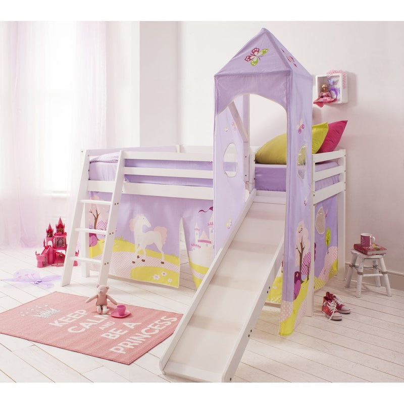 Moro Cabin Bed Midsleeper with Slide & Princess Fairytale Package in Classic White