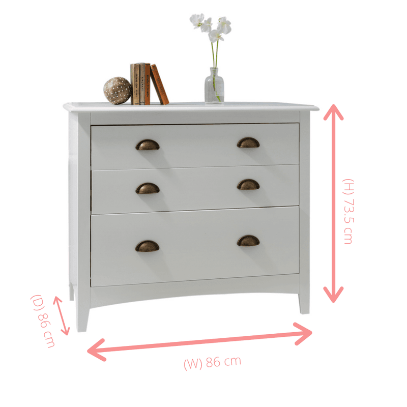Moro Chest of Drawers 3 Drawer in Silk Grey