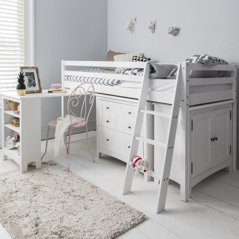Moro Sleepstation with Chest of Drawers, Cabinet & Desk in Classic White